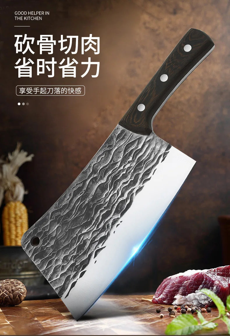 1 KG Chopping Knife 5mm Thickened Handmade Forged Kitchen Bone Knife Butcher Durable Hard Blade Chopper Kitchen Knife Cleaver