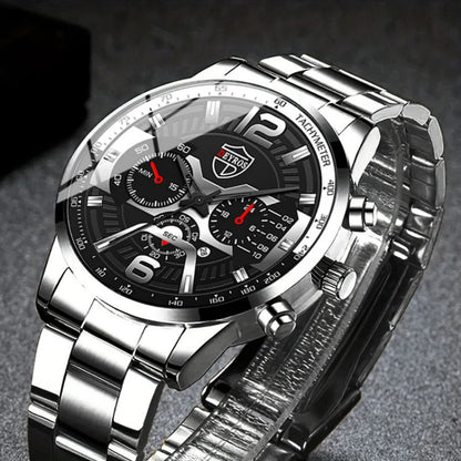 5 Pieces/set of Business Men's Watch Set Simple Casual Quartz Watch Pointer Alloy Dial Men Watch Set Is The IdealChoice forGifts