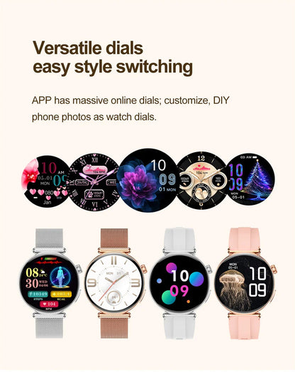 ECG Smart Watches Women 1.32 inch  AMOLED Screen Physical Examination Blood oxygen Pressure Fat Call Health ECG+PPG Smartwatch