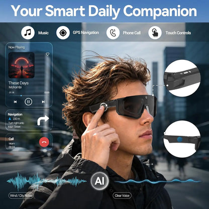 New AI Smart Glasses With Camera 1200P Video Recording Anti-Shake Shooting Sunglasses Bicycle Riding Windproof Goggles Men Women