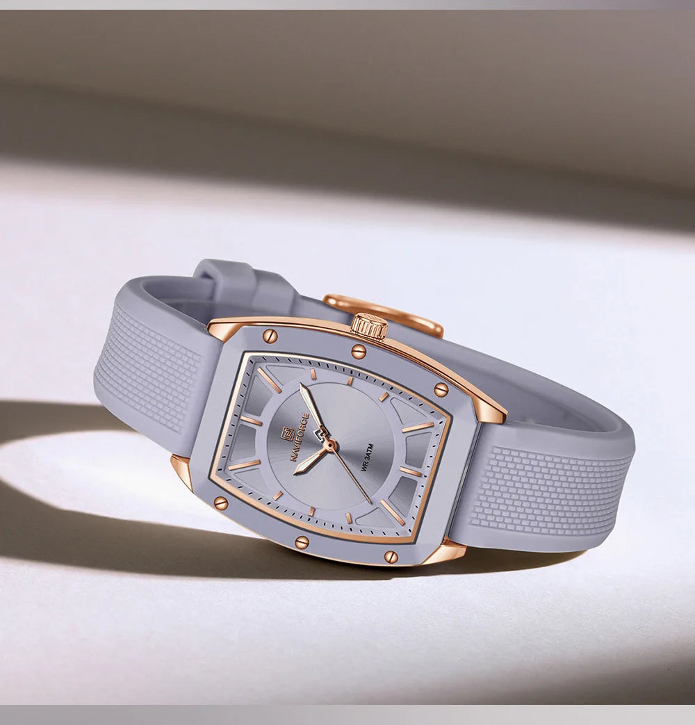 NAVIFORCE Women Quartz Watches Silicone Strap Student Sports Watch Big Dial Simple Tonneau Waterproof Wristwatches Dropshipping