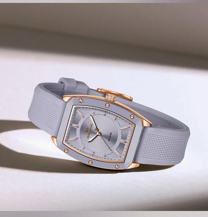 NAVIFORCE Women Quartz Watches Silicone Strap Student Sports Watch Big Dial Simple Tonneau Waterproof Wristwatches Dropshipping