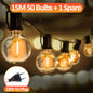 G40 LED Globe String Lights Outdoor EU Plug, IP65 Plastic Bulbs, Balcony Garland Fairy Lamps for Wedding Christmas Party Decor
