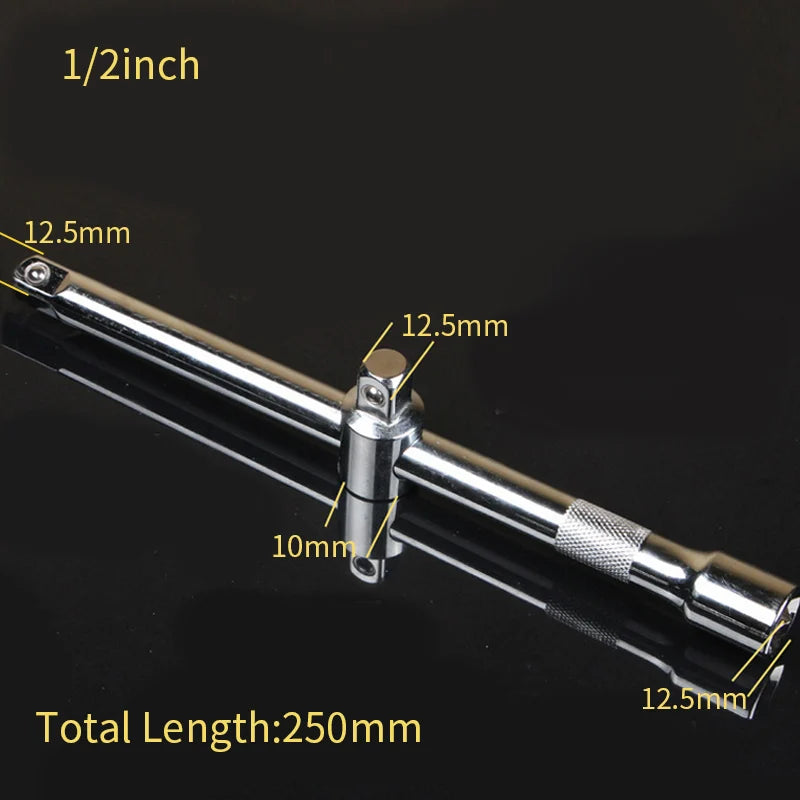 1/4" 3/8" 1/2" Drive Impact Socket Sliding Extension Bar 115-250mm T-handle Socket Breaker Bar for Ratchet Driver & Car Repair