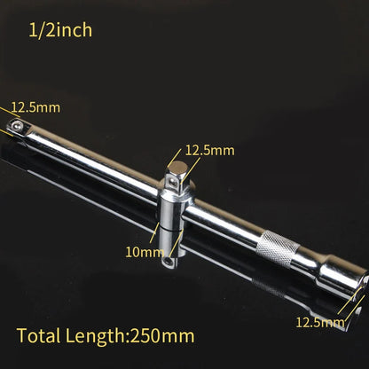 1/4" 3/8" 1/2" Drive Impact Socket Sliding Extension Bar 115-250mm T-handle Socket Breaker Bar for Ratchet Driver & Car Repair