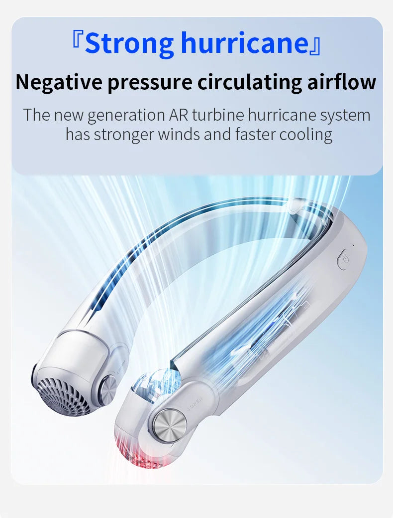 Rotor Neck Hanging Portable Fan, USB Rechargeable Adjustable Bladeless Turbo Cooling Fan for Dorm Home Outdoor