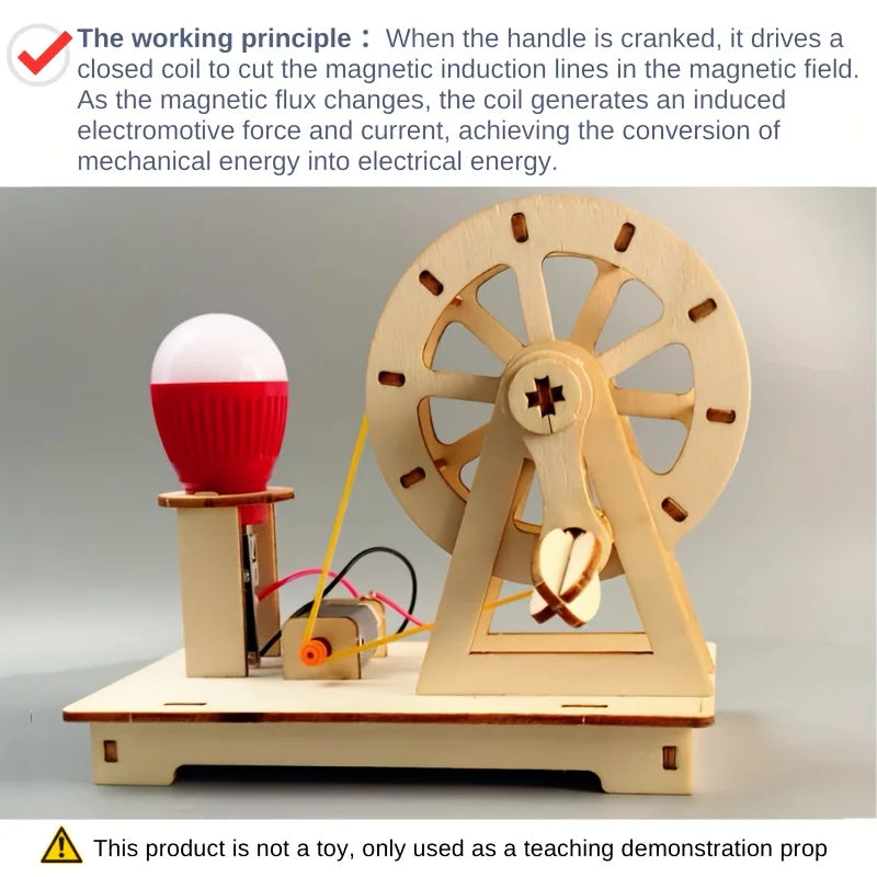 STEAM Experiment Kit Wooden DIY Toy Building Kit Hand‑Assembled Physical Science Model Science Lesson Aid For Kids 6‑14 Years