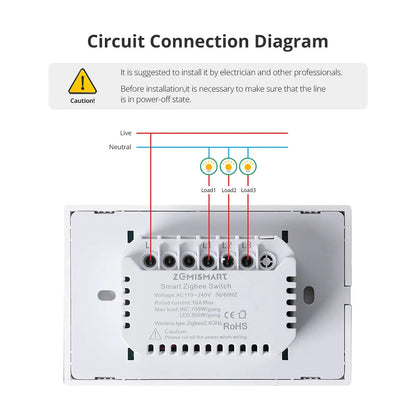 Zemismart Zigbee US AU Wall Light Switch No Neutral 1 2 3 Gangs Black Interruptor Work with Tuya Alexa Google Home Voice
