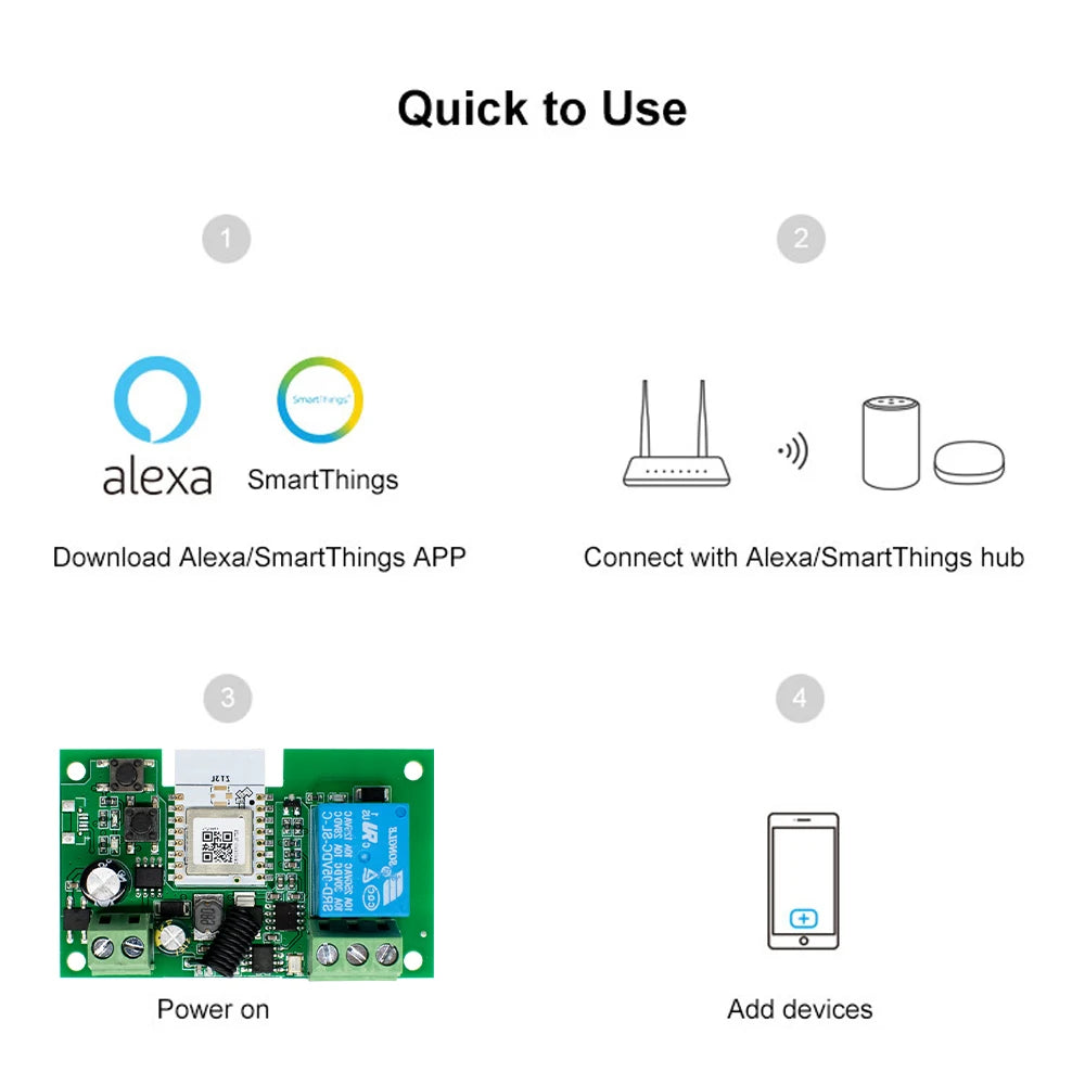 Zigbee 3.0 Tuya 1 Channe Smart Relay Module Smart Life Switch Controller 12V 24V 220V 230V Dry Contact NO NC COM Inching Timer