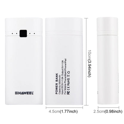 HAWEEL DIY 2x 18650 Battery (Not Included) 5600mAh Power Bank Shell Box with USB Output & Indicator Charging Box for Smartphone