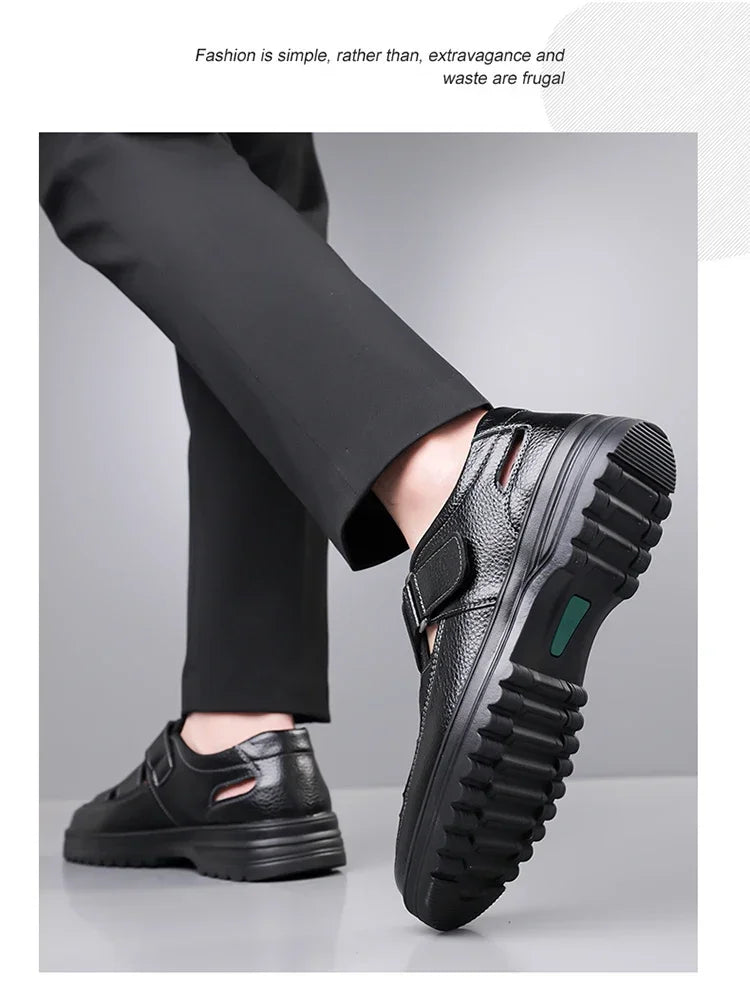 Men's Breathable Slip-on Hollow-out Loafers, Summer Comfortable Soft Sole Cutout Shoes, Non-slip for Outdoor & Driving-XH5602