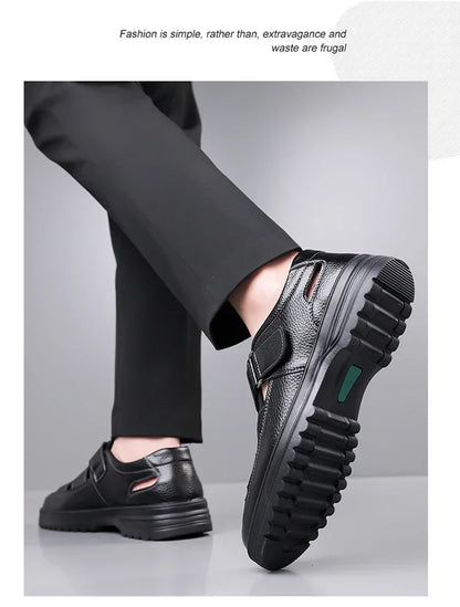 Men's Breathable Slip-on Hollow-out Loafers, Summer Comfortable Soft Sole Cutout Shoes, Non-slip for Outdoor & Driving-XH5602