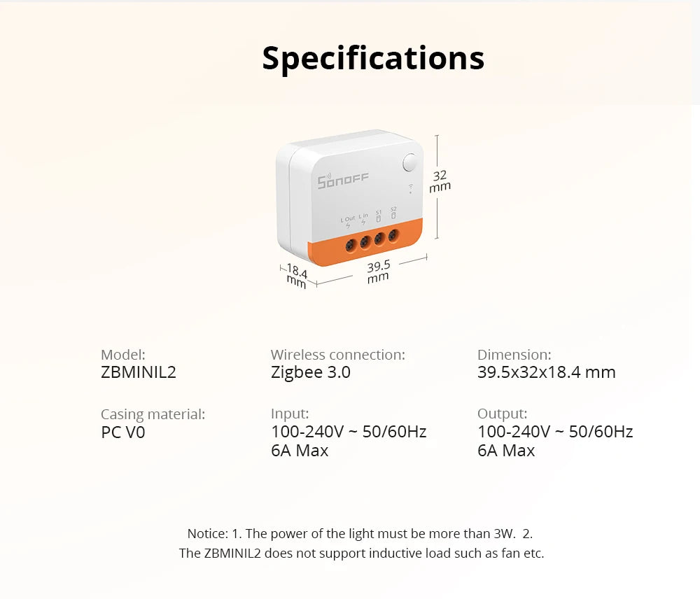 SONOFF ZBMINI-L2/ZBMINIR2 Zigbee DIY Smart Switch Module No Neutral Wire Require 2 Way Control Home Automation For Alexa eWelink