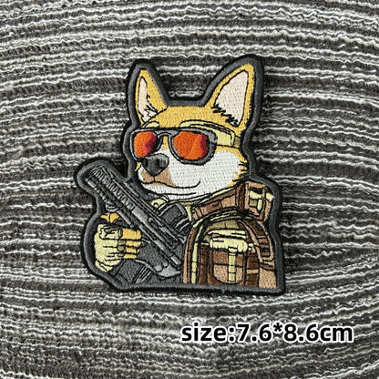Cat Patch Embroidery on Clothes Cute Animal Morale Badge Tactical Equipment Hook and Loop Patches Backpack Stickers