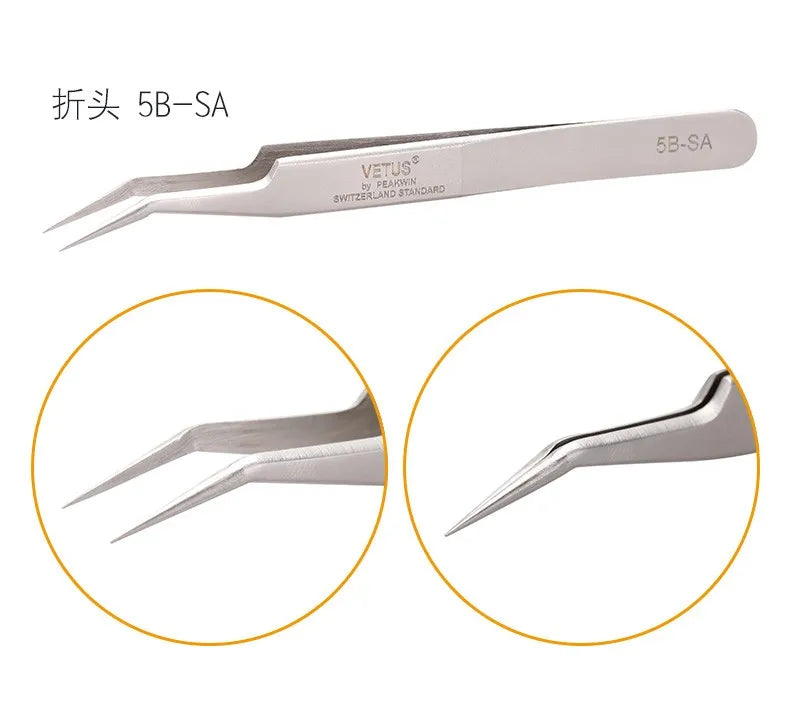 100% brand Stainless Steel anti-static eyelash tweezers superhard Eyelash Extension tool Best Quality Tweezer