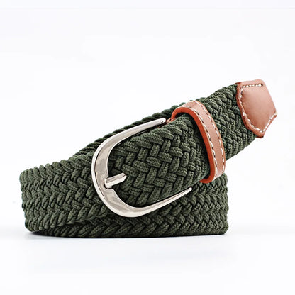 2.5cmx100cm Unisex Extended Elastic Knitted Thin Belt Women's Needle Button Canvas Jeans Student  Canvas Elastic Belt for Women