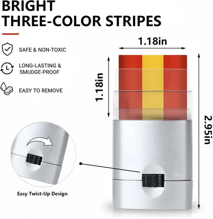 Yellow Red Eye Face Paint Sticks, Spain Sports Face Paint for Football Soccer Baseball Softball Athletes Sports Fan Makeup