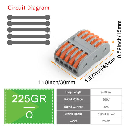 DIY GO 25PCS Universal Compact Fast BUTT Wire Connector Push-in Lever Splice Terminal Block 2/3/4/5 Pin Home LED Lighting Wiring