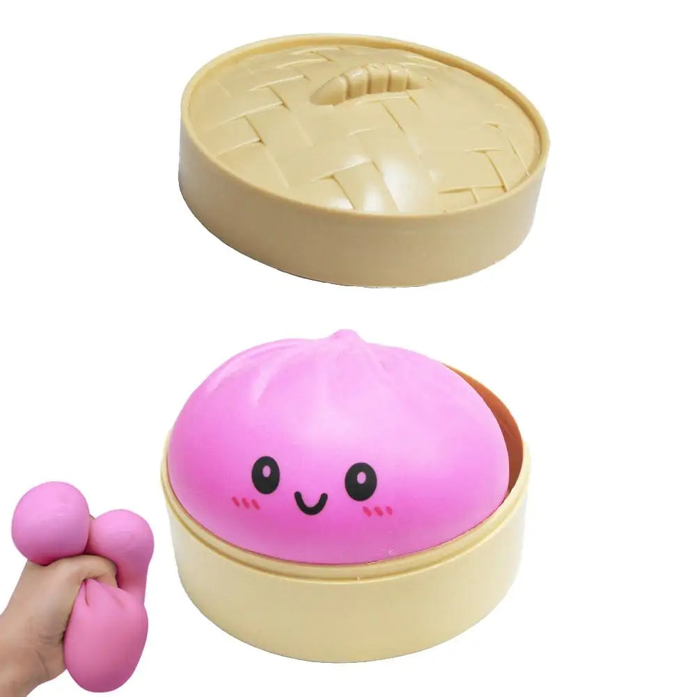 Simulation Flash Dumpling Pressure Ball Slow Rebound Soft Pinch Decompression Squishy Stress Relief Balls with Steamer