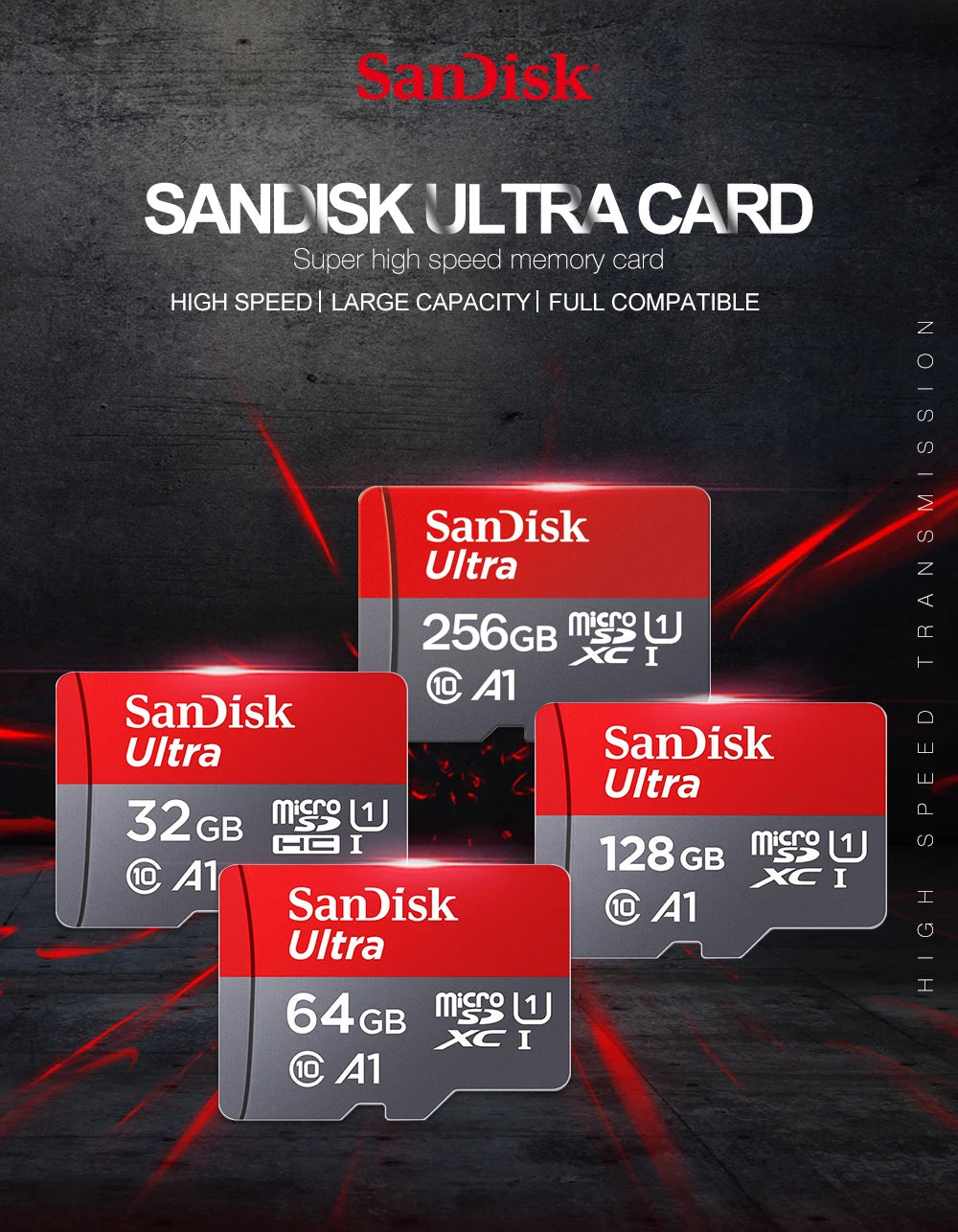 SanDisk 100% Original Memory Card 128GB 64GB 32GB A1 Micro SD Card Class 10 UHS-1 TF Flash Card for Samrtphone/PC