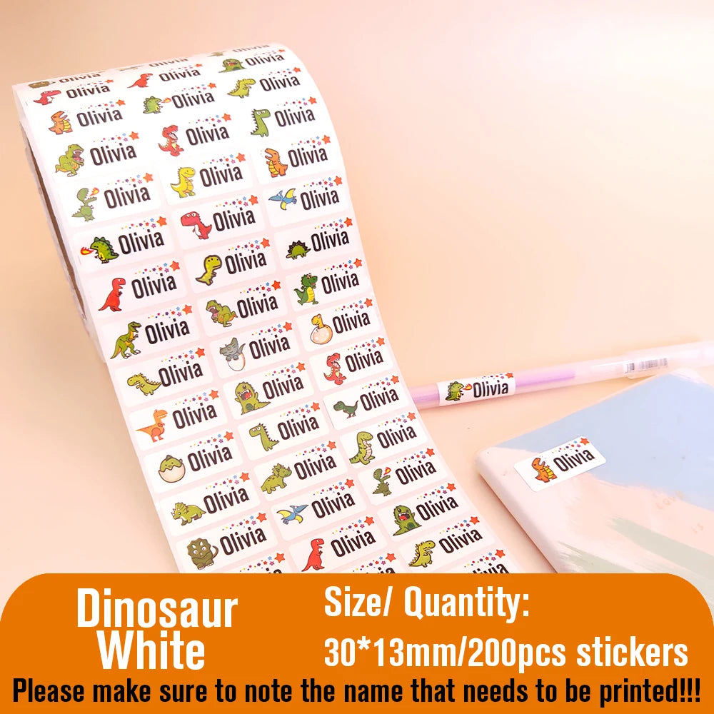 200Pcs Custom Waterproof Hebrew Name Stickers Personalized Children Hologram Label  Sticker With Students School Stationery Tag