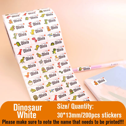 200Pcs Custom Waterproof Hebrew Name Stickers Personalized Children Hologram Label  Sticker With Students School Stationery Tag