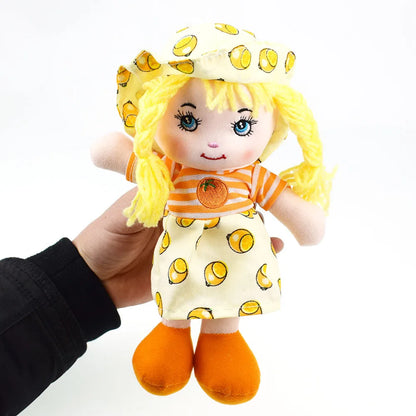 Cute 25cm Rag Dolls with Hat Cartoon Soft Kawaii Fruit Skirt Hat Girls Stuffed Plush Sleeping Toy Birthday Christmas Gifts