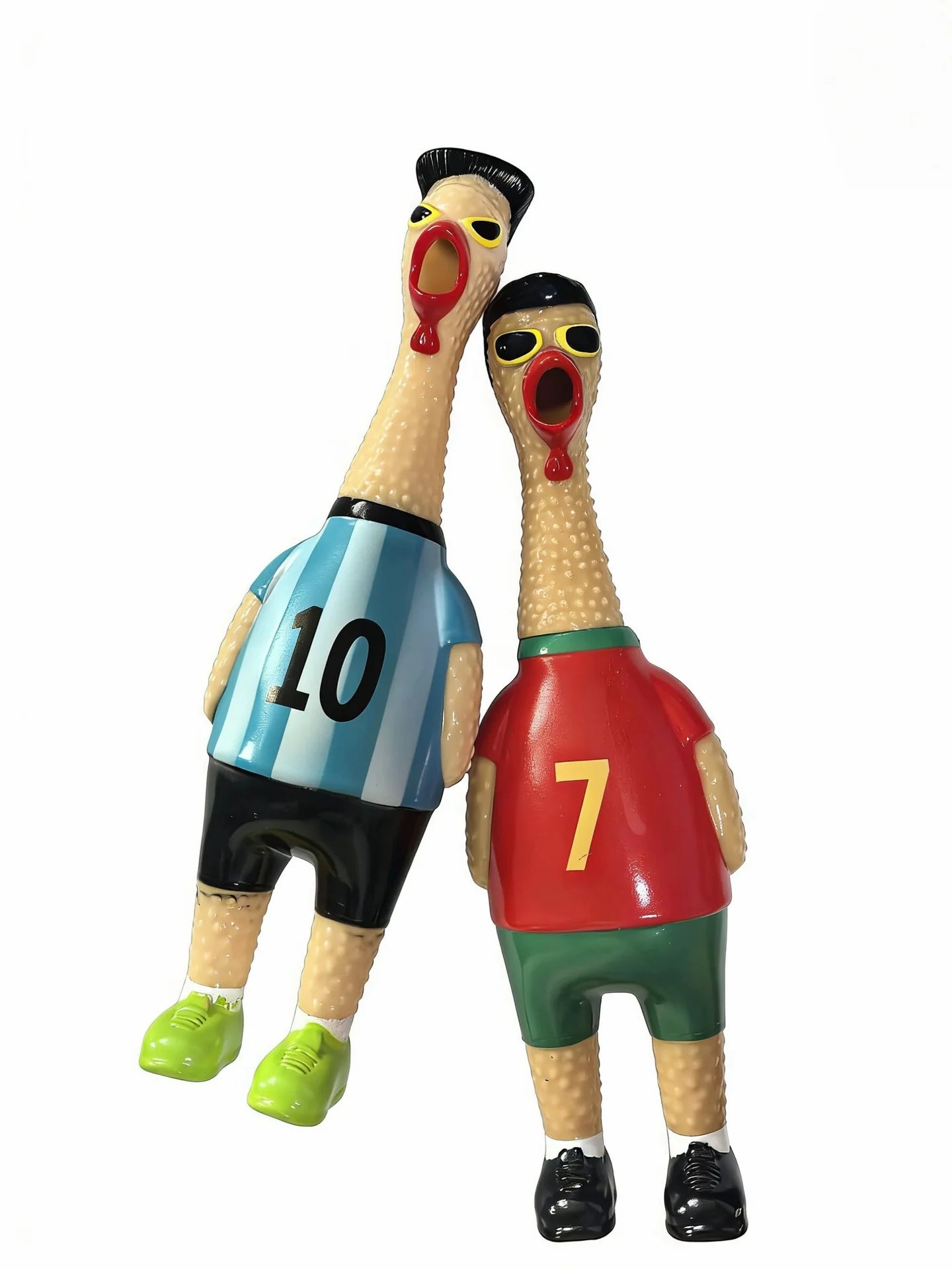 Football star jerseys screaming chicken toys, funny squeezers, decompression toys for World Cup parties.