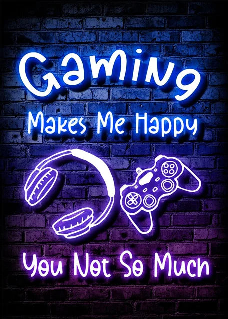 Gaming Neon Eat Sleep Game Repeat  Canvas Posters Gamer Room Decor Canvas Print Art for Home Esports Bedroom Decor Gift Painting