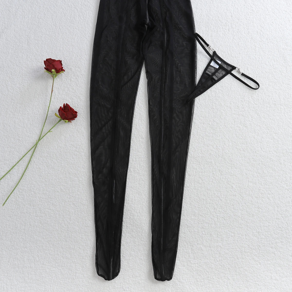 Fashionable slimming vertical stripe 2025 black silk see through sheer slim fit and sexy hanging neck jumpsuit