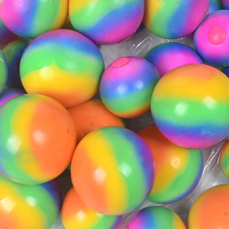 Gradient Rainbow Powder Stress Relief Ball Toy Squeezing Slow Rebound Jump Ball Children's Finger Training Toy Ball Gift