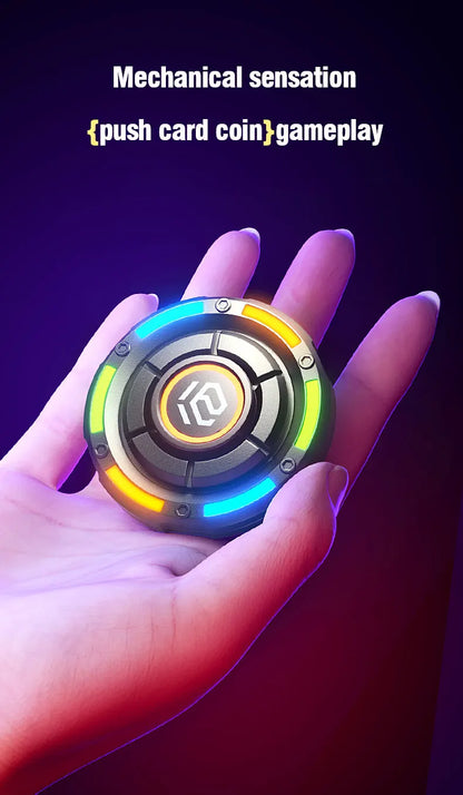 Metal EDC fidget spinner rotatable with luminous effect mechanical card-pushing function It's a stress-relieving toy Gifts  boys