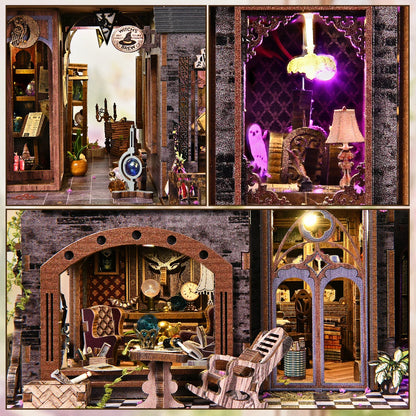 Magic Castle Book Nook Kit 3D DIY Wooden Puzzle Handmade Bookshelf Dollhouse Model Bookend Building Home Decor