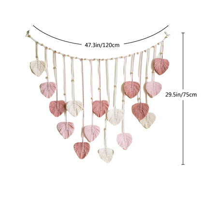 Handmade Woven Leaf Macrame Hanging Ornament Bohemian Cotton Rope Woven Walls Hanging Decoration For Bedroom Living Room Wall