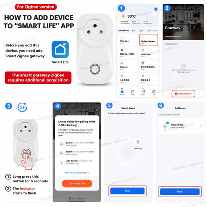 16A Tuya Smart Plug WiFi Zigbee Smart Socket Israel Plug With Energy Monitoring Timer Voice Control Alexa Google Smart Life APP