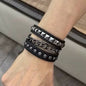 Punk Dark PU Bracelet For Women Men Hip Hop Rock Chain Multi Layered Bracelet Trend Retro Gothic Jewelry Dancer Accessories