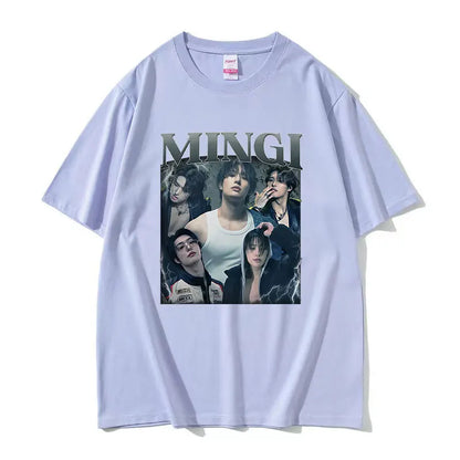 Kpop Ateez Mingi 2026 Graphic T Shirt Men's Hip Hop Korean O-Neck Short Sleeve T-shirts Glothing Fashion Vintage Cotton T-shirt