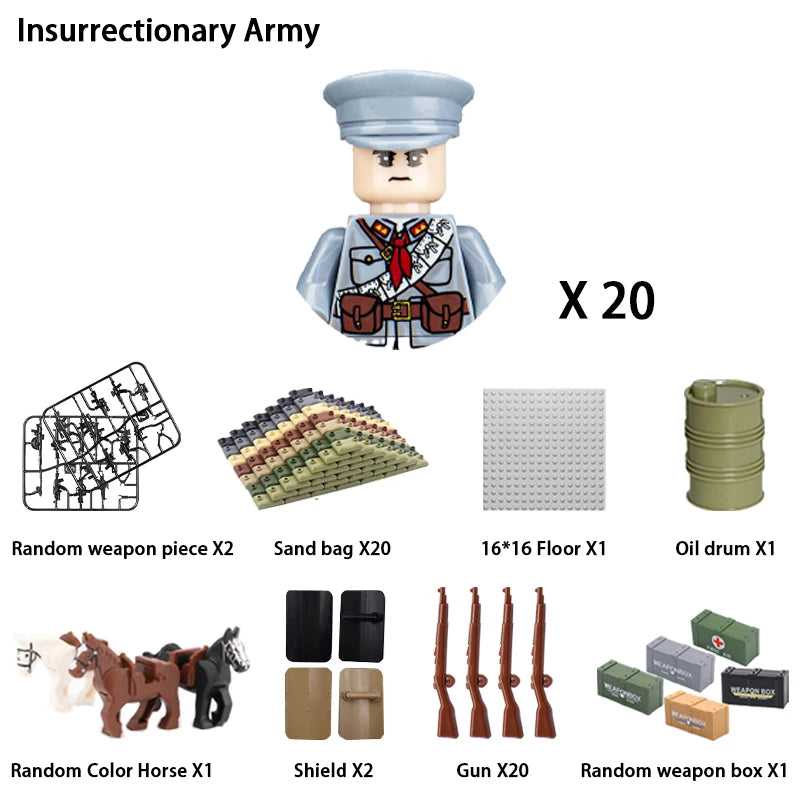 WWII Infantry Military Soldier War National Army Mini Gun armament Models Building Blocks Building Blocks Toys for Kids