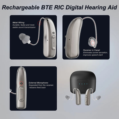 Self-Fitting OTC Hearing Aids, Mild to Moderate Hearing Loss,Bluetooth Hearing Aid with Invisible Fit Noise Support audifonos
