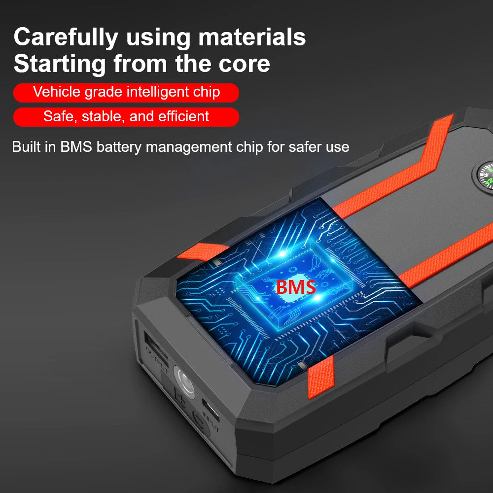 22200mWh Akumulator Rozruchowy Samochodowy Jump Starter 1000A 12V Samochody Benzynowe i Diesel Przenośna Awaryjna Ładowarka do Aktywności na Zewnątrz