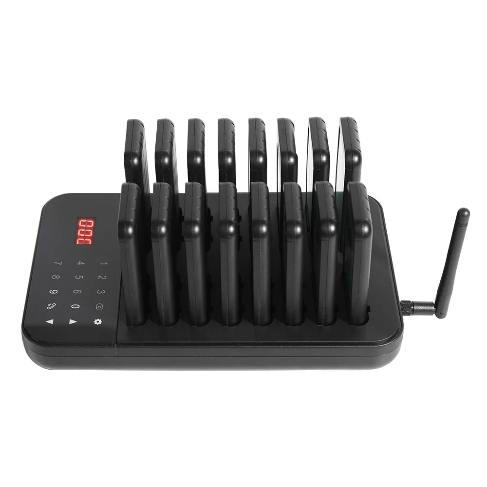 Wireless Restaurant Pager System Guest Customer Calling 16 Beepers Pager Buzzer For Restaurant Food Court Cafe Beach Bar