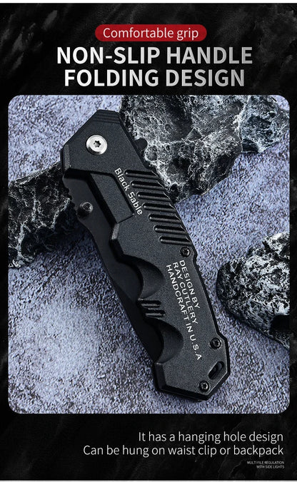 High-hardness outdoor folding knife, portable small straight knife for camping, stainless steel pocket knife, men's fruit knife
