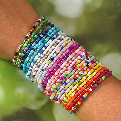 10/15/20/30/40pcs Colorful Rice Beads Bracelet Set For Women Candy Color Summer Vacation Beach Charm Jewelry Gift For Girls