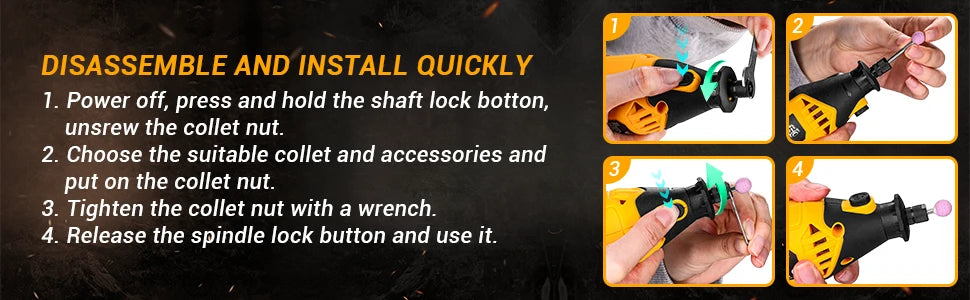 DEKO 220v Rotary Tool Kit Power Hand Rotary Tools Mini for Wood/Metal, Electric Grinder Drill Machine
