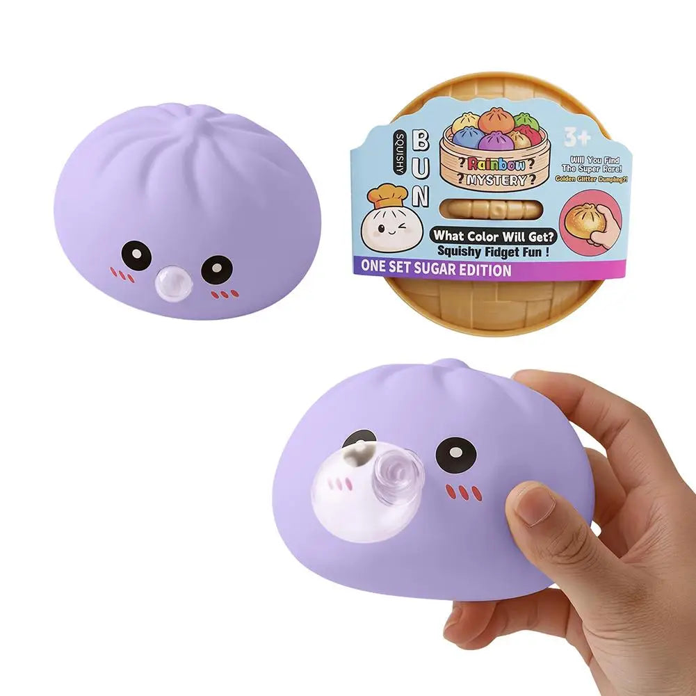 Rainbow Dumpling Squishes Stress Ball Reusable Low Rebound Decompression Toy Soft Dough Ball for Adults & Kids