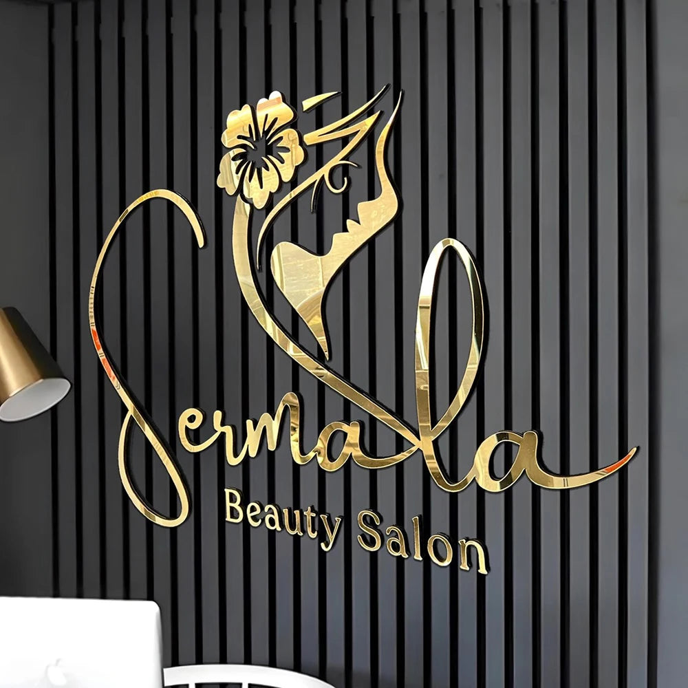 Personalized Large Acrylic Business Logo Sign Wall Art Custom 3D Logo Interior Decoration Home Decor Beauty Salon Poster