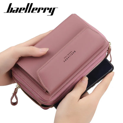 Baellerry Women's Double Zipper Mini Crossbody Bag Mobile Phone Shoulder Bag Premium Handbags Wallet for Women