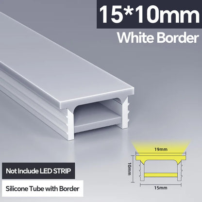 1M-10M LED Neon Rope Tube Soft Silicone Diffuser Channel Black/White Flexible Ribbon Strip Light for Recessed Channel