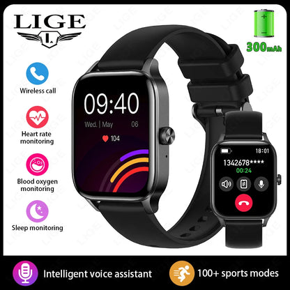 LIGE Smart Watch Answer/Make Call 1.85" Smartwatch for Android iOS Heart Rate Sleep Monitor Pedometer Waterproof Fitness Watches