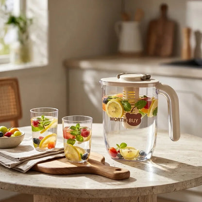 2200ml Large Capacity Plastic Water Jug Water Carafe Cold Drink Container Juice Jar Pitcher with Lid and Tea Filter